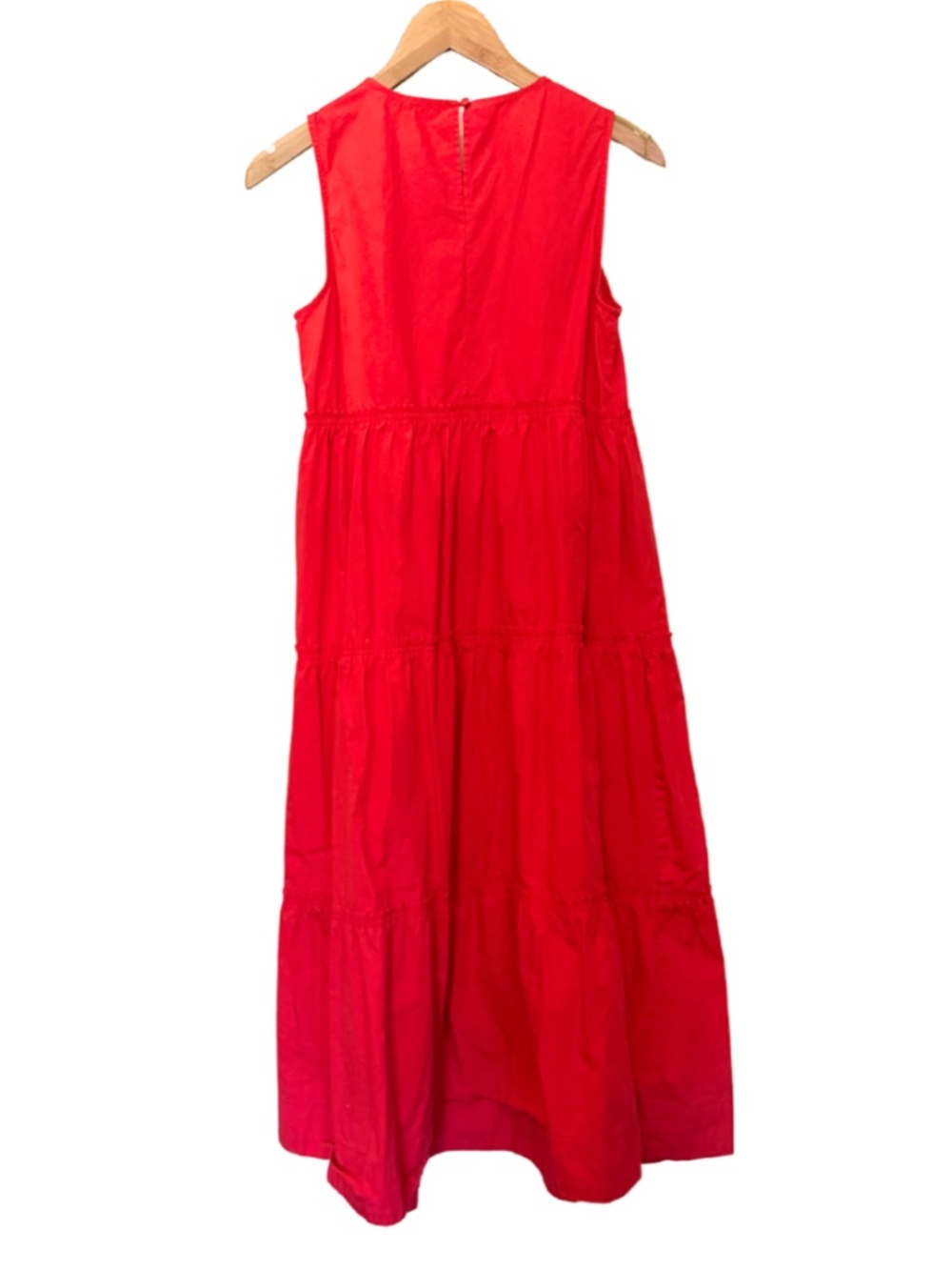 Madewell Cattail Tiered Midi Dress Cotton red Sz. Small - Picture 3 of 6
